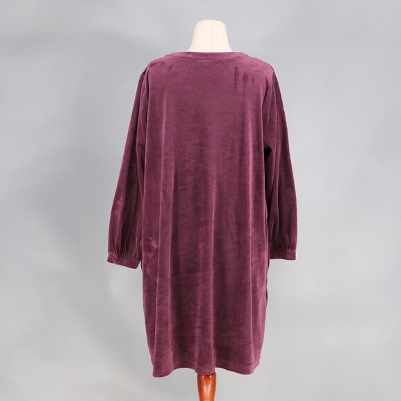 J.JILL PureJill Plush Velour Tunic Dress Long Sleeve Plum Purple Size XL - Picture 4 of 8